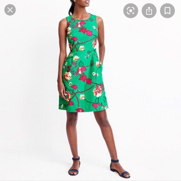 J Crew Green Floral Dress - Picture 1 of 6
